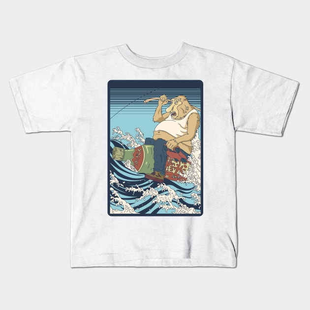 Proboscis monkey - Japanese Waves Kanagawa Kids T-Shirt by Anime Gadgets